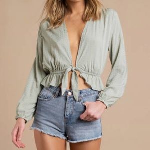 Tobi Tie Up Satin Blouse